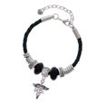 thumbnail image 1 of Delight Jewelry Silvertone Caduceus - DA Aunt Celtic Knot Leather Bead Bracelet, 7"+2" Extender, 1 of 4