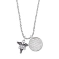 thumbnail image 1 of Delight Jewelry Silvertone Caduceus - DDS She is Clothed in Stength and Dignity Charm Necklace, 20"+3", 1 of 4