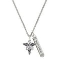 thumbnail image 1 of Delight Jewelry Silvertone Caduceus - DDS Silvertone Mother Daughter Bar Charm Necklace, 23", 1 of 4