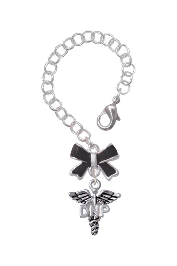 Silvertone Caduceus - DNP - Silvertone Black Bow Charm Accessory for Tumblers and Thermal Cups