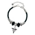 thumbnail image 1 of Delight Jewelry Silvertone Caduceus - DPT Mother Celtic Knot Leather Bead Bracelet, 7"+2" Extender, 1 of 1
