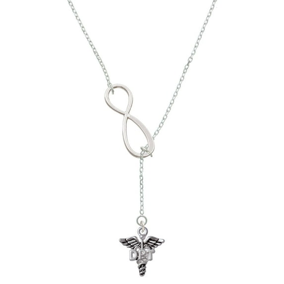 Delight Jewelry Silvertone Caduceus - DPT Silver tone Elegant Infinity Lariat Necklace