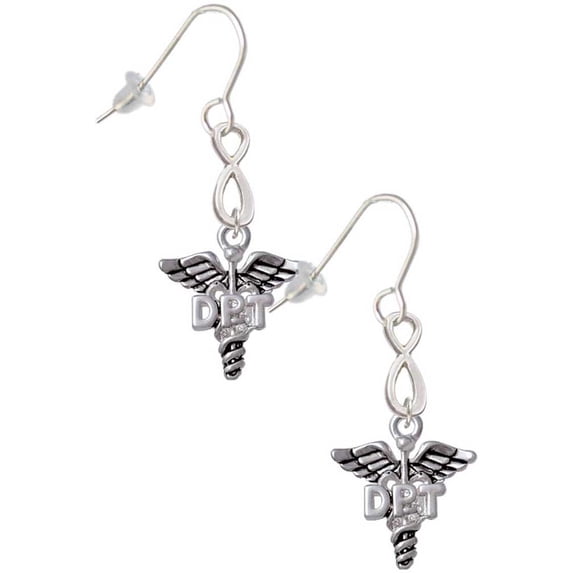 Delight Jewelry Silvertone Caduceus - DPT Silver tone Infinity French Earrings