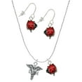 thumbnail image 1 of Delight Jewelry Silvertone Caduceus - LPN Red Lucky Ladybug Necklace and Dangle Earrings Set, 1 of 6