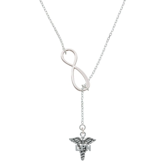Delight Jewelry Silvertone Caduceus - LPN Silver tone Elegant Infinity Lariat Necklace
