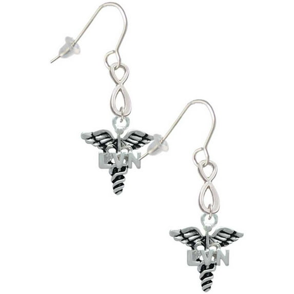 Delight Jewelry Silvertone Caduceus - LVN Silver tone Infinity French Earrings