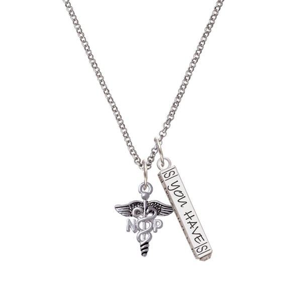 Delight Jewelry Silvertone Caduceus - NP Silvertone Live the Life You Have Imagined Bar Charm Necklace, 23"