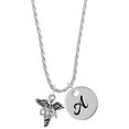 thumbnail image 1 of Delight Jewelry Silvertone Caduceus - OTA Silvertone Script Initial Disc - A - Charm Necklace, 20"+3", 1 of 4