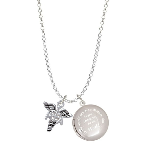 Delight Jewelry Silvertone Caduceus - PTA To the World You are a Mother Locket Necklace