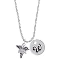 thumbnail image 1 of Delight Jewelry Silvertone Caduceus - RMA Silvertone Script Initial Disc - W - Charm Necklace, 20"+3", 1 of 4