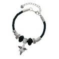 thumbnail image 1 of Delight Jewelry Silvertone Caduceus - RNP Coach Celtic Knot Leather Bead Bracelet, 7"+2" Extender, 1 of 4