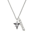 thumbnail image 1 of Delight Jewelry Silvertone Caduceus - RNP Silvertone Be Strong and Courageous Bar Charm Necklace, 23", 1 of 4