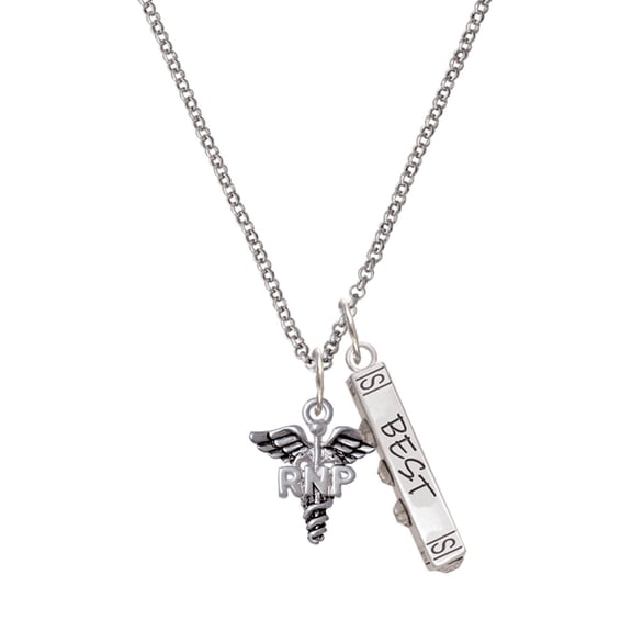 Delight Jewelry Silvertone Caduceus - RNP Silvertone Best Friends Forever Bar Charm Necklace, 23"