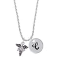 thumbnail image 1 of Delight Jewelry Silvertone Caduceus - RNP Silvertone Script Initial Disc - C - Charm Necklace, 20"+3", 1 of 4