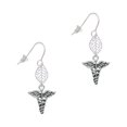 thumbnail image 1 of Delight Jewelry Silvertone Caduceus Silvertone Leaf French Earrings, 1 of 5