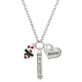 thumbnail image 1 of Delight Jewelry Silvertone Candy Cane with Green Bow Always My Mother Bar Zoe Necklace, 1 of 4