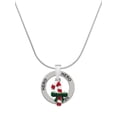 thumbnail image 1 of Delight Jewelry Silvertone Candy Cane with Green Bow Hero Ring Charm Necklace, 18", 1 of 4