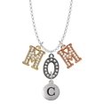 thumbnail image 1 of Delight Jewelry Silvertone Capital Letter - C - Pebble Disc - Multi-Colored Crystal Mom Charm Necklace, 1 of 5