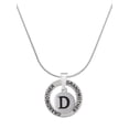 thumbnail image 1 of Delight Jewelry Silvertone Capital Letter - D - Pebble Disc - Silvertone Grandmother Ring Charm Necklace, 18", 1 of 4