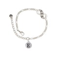 thumbnail image 1 of Delight Jewelry Silvertone Capital Letter - E - Pebble Disc - Silver-tone Paw Infinity Link Chain Bracelet, 6"+2" Extender, 1 of 3