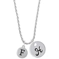 thumbnail image 1 of Delight Jewelry Silvertone Capital Letter - F - Pebble Disc - Silvertone Script Initial Disc - H - Charm Necklace, 20"+3", 1 of 4