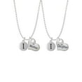 thumbnail image 1 of Delight Jewelry Silvertone Capital Letter - I - Pebble Disc - Mother & Daughter Heart Necklaces (Set of 2), 19"+2", 1 of 4