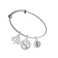 thumbnail image 1 of Delight Jewelry Silvertone Capital Letter - I - Pebble Disc - Silvertone Let Things Go Tree Charm Bangle Bracelet, 1 of 4