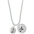 thumbnail image 1 of Delight Jewelry Silvertone Capital Letter - J - Pebble Disc - Silvertone Script Initial Disc - A - Charm Necklace, 20"+3", 1 of 4