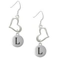 thumbnail image 1 of Delight Jewelry Silvertone Capital Letter - L - Pebble Disc - Open Heart French Earrings, 1 of 4