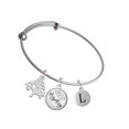 thumbnail image 1 of Delight Jewelry Silvertone Capital Letter - L - Pebble Disc - Silvertone Let Things Go Tree Charm Bangle Bracelet, 1 of 4