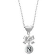 thumbnail image 1 of Delight Jewelry Silvertone Capital Letter - N - Pebble Disc - Silver tone Bow Heart Necklace, 1 of 4