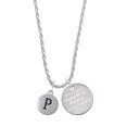 thumbnail image 1 of Delight Jewelry Silvertone Capital Letter - P - Pebble Disc - She is Clothed in Stength and Dignity Charm Necklace, 20"+3", 1 of 4