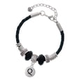 thumbnail image 1 of Delight Jewelry Silvertone Capital Letter - Q - Pebble Disc - Grandmother Celtic Knot Leather Bead Bracelet, 7"+2" Extender, 1 of 4