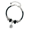 thumbnail image 1 of Delight Jewelry Silvertone Capital Letter - S - Pebble Disc - Sister Celtic Knot Leather Bead Bracelet, 7"+2" Extender, 1 of 4
