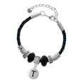 thumbnail image 1 of Delight Jewelry Silvertone Capital Letter - T - Pebble Disc - Niece Celtic Knot Leather Bead Bracelet, 7"+2" Extender, 1 of 4