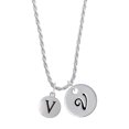 thumbnail image 1 of Delight Jewelry Silvertone Capital Letter - V - Pebble Disc - Silvertone Script Initial Disc - V - Charm Necklace, 20"+3", 1 of 4