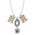 thumbnail image 1 of Delight Jewelry Silvertone Capital Letter - W - Pebble Disc - Multi-Colored Crystal Mom Charm Necklace, 1 of 5