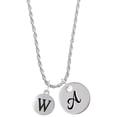 thumbnail image 1 of Delight Jewelry Silvertone Capital Letter - W - Pebble Disc - Silvertone Script Initial Disc - A - Charm Necklace, 20"+3", 1 of 3