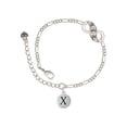 thumbnail image 1 of Delight Jewelry Silvertone Capital Letter - X - Pebble Disc - Silver-tone Paw Infinity Link Chain Bracelet, 6"+2" Extender, 1 of 3