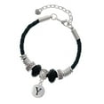 thumbnail image 1 of Delight Jewelry Silvertone Capital Letter - Y - Pebble Disc - Daughter Celtic Knot Leather Bead Bracelet, 7"+2" Extender, 1 of 4