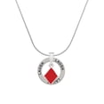 thumbnail image 1 of Delight Jewelry Silvertone Card Suit - Red Diamond Laugh Ring Charm Necklace, 18", 1 of 4
