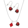 thumbnail image 1 of Delight Jewelry Silvertone Card Suit - Red Diamond Red Lucky Ladybug Necklace and Dangle Earrings Set, 1 of 6