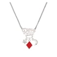 thumbnail image 1 of Delight Jewelry Silvertone Card Suit - Red Diamond Silvertone Dream Big Pendant Necklace, 25", 1 of 4