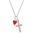 thumbnail image 1 of Delight Jewelry Silvertone Card Suit - Red Heart I Set You Apart Engraved Cross Zoey Necklace, 28", 1 of 4