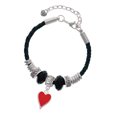 thumbnail image 1 of Delight Jewelry Silvertone Card Suit - Red Heart Lil Sister Celtic Knot Leather Bead Bracelet, 7"+2" Extender, 1 of 4