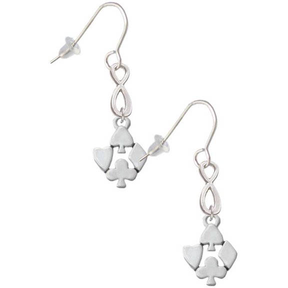 Delight Jewelry Silvertone Card Suits Silver tone Infinity French Earrings