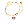 thumbnail image 1 of Delight Jewelry Silvertone Card Suits Square Spinner Gold-tone Flower Link Chain Bracelet, 6.75"+2" Extender, 1 of 4
