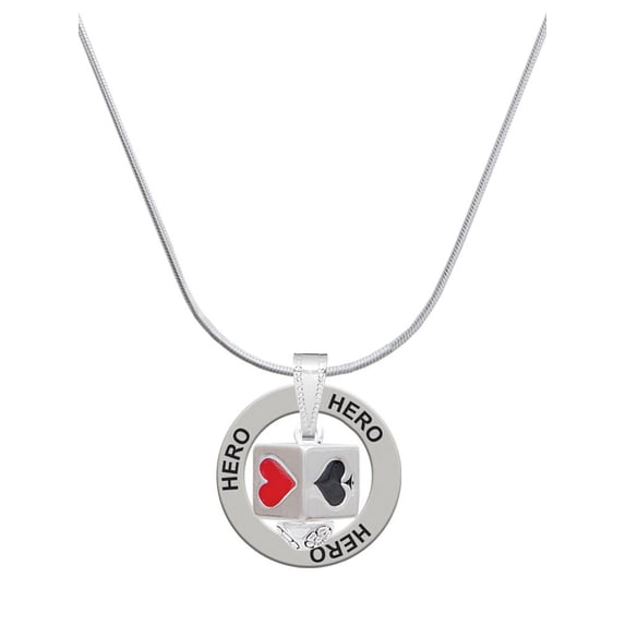 Delight Jewelry Silvertone Card Suits Square Spinner Hero Ring Charm Necklace, 18"