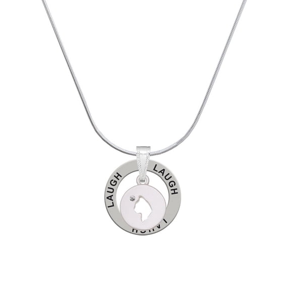 Delight Jewelry Silvertone Cat Head Silhouette Laugh Ring Charm Necklace, 18"