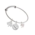 thumbnail image 1 of Delight Jewelry Silvertone Cat with Yarn Silvertone Let Things Go Tree Charm Bangle Bracelet, 1 of 4